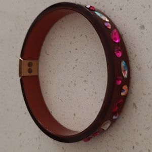 J Crew pink jeweled bangle bracelet